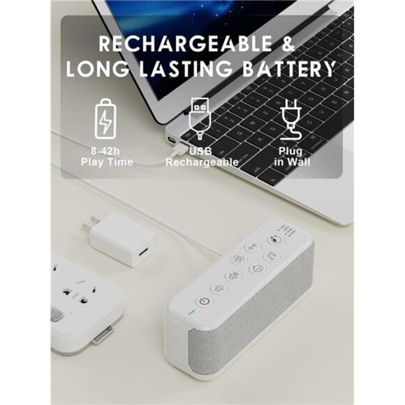 Sound Machine for Adults, USB Rechargeable White Noise Machine - Picture 2 of 7